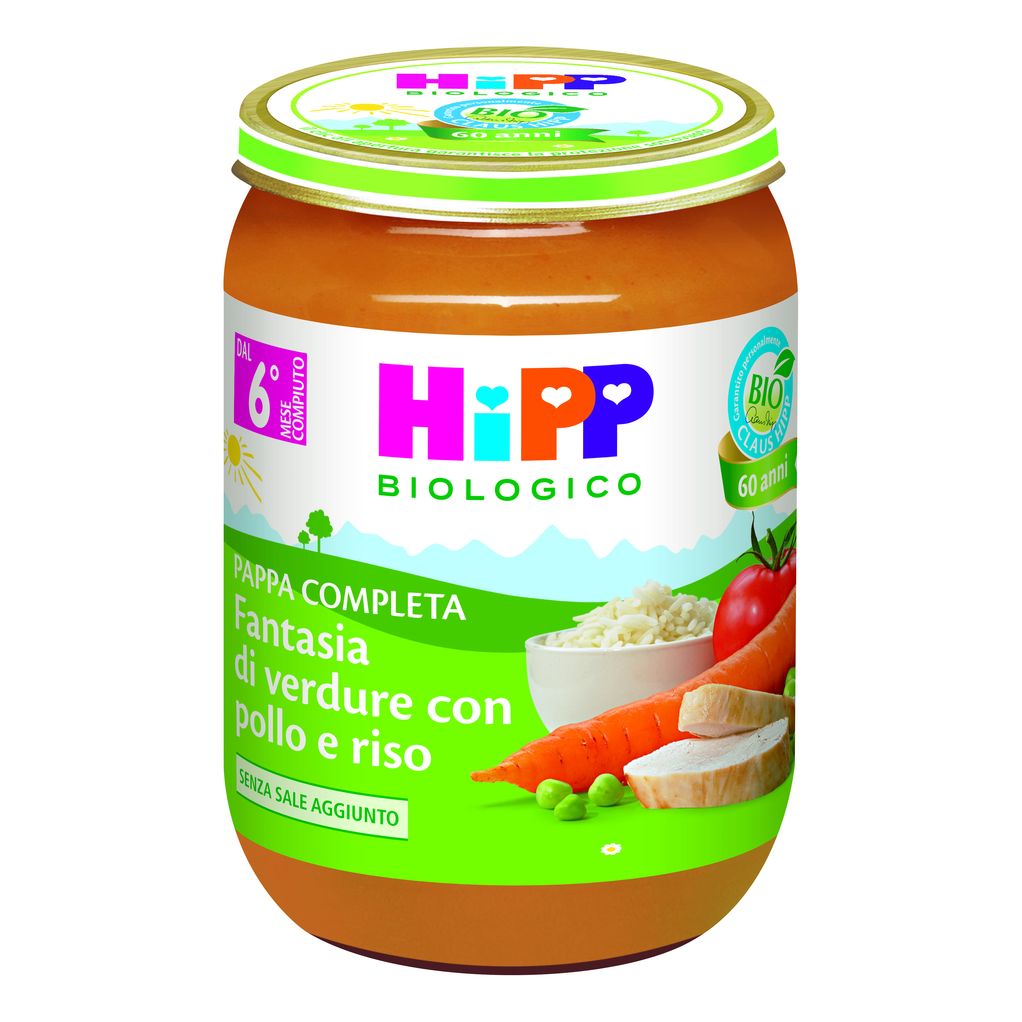 HiPP BIO Pappa Verdure Pollo E Riso 190g Senza Glutine