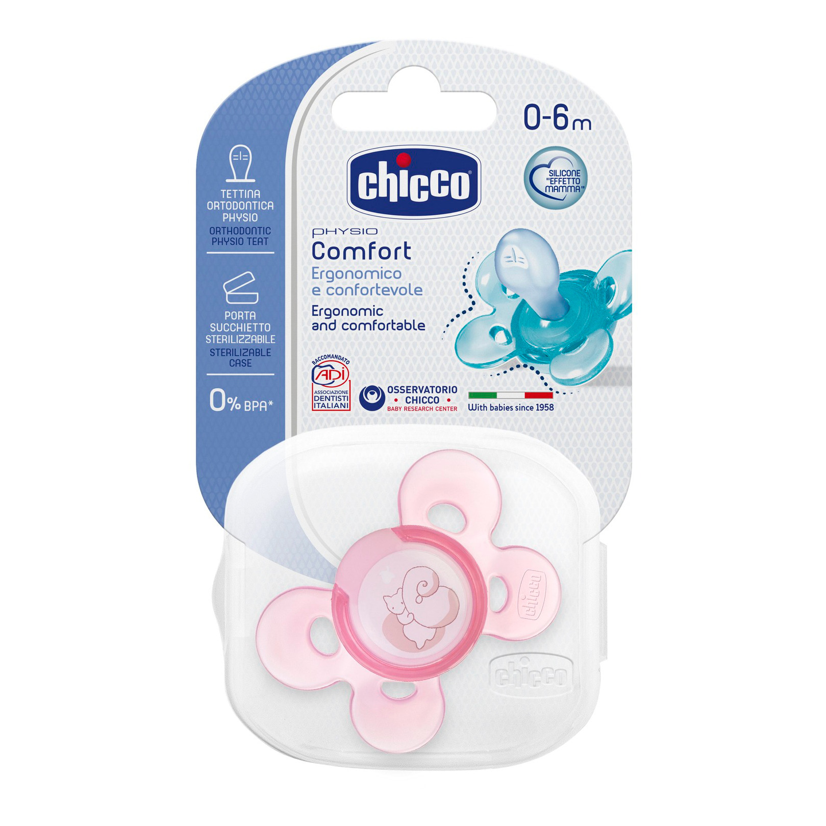 Chicco Succhicco Comfort Silicone Girl 0-6m+ 1 Pezzo