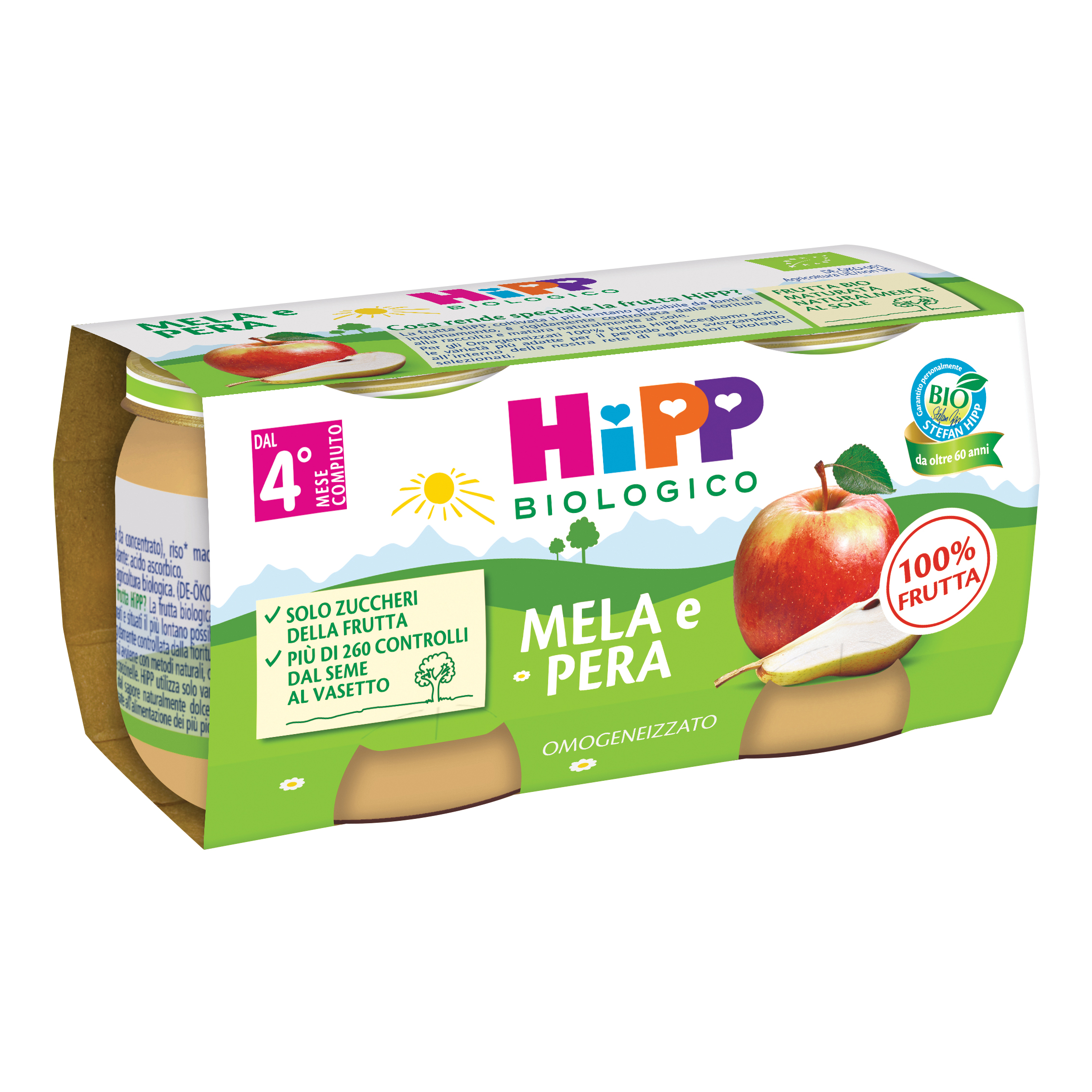 HiPP Bio Omogeneizzato Mela E Pera 4+ Mesi 2x80g