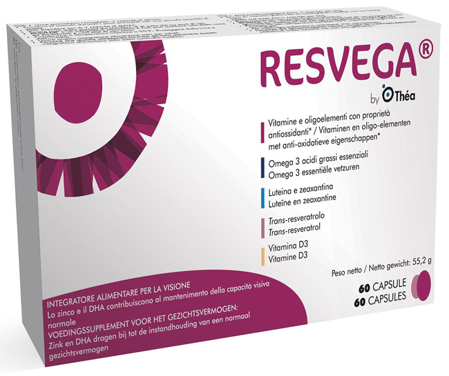 Lab.Thea Resvega Integratore Alimentare Omega 3 Luteina Vitamine C E D3 60 Capsule