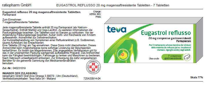 Eugastrol Reflusso*7 Compresse 20mg